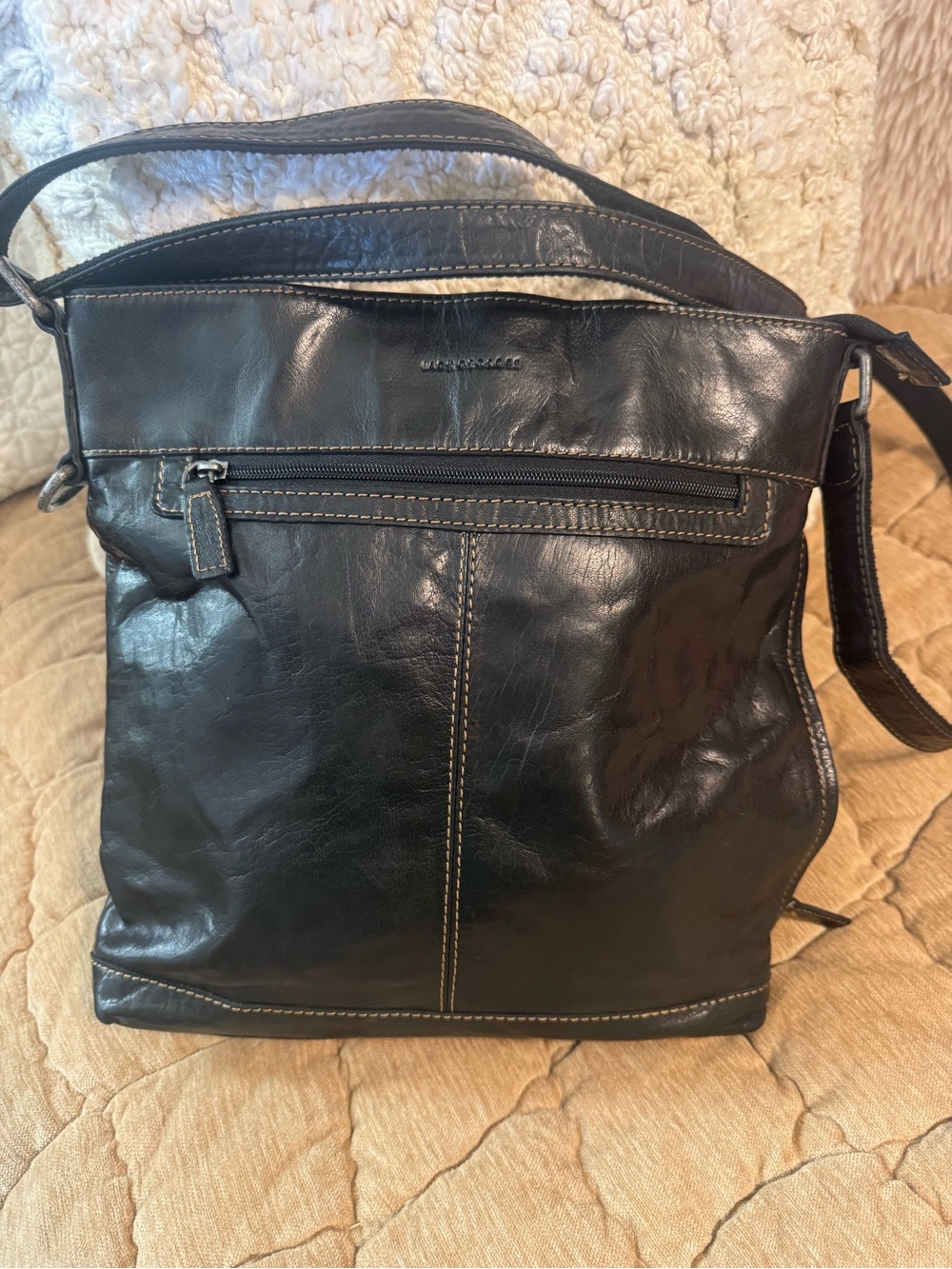 Jack Georges Black Leather Crossbody Shoulder Bag